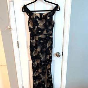 Off the shoulder black sequins Maxi dress
